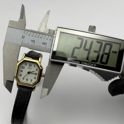 Limit 1912 Ladies Quartz Watch White Dial Black Leather Strap Working 22mm