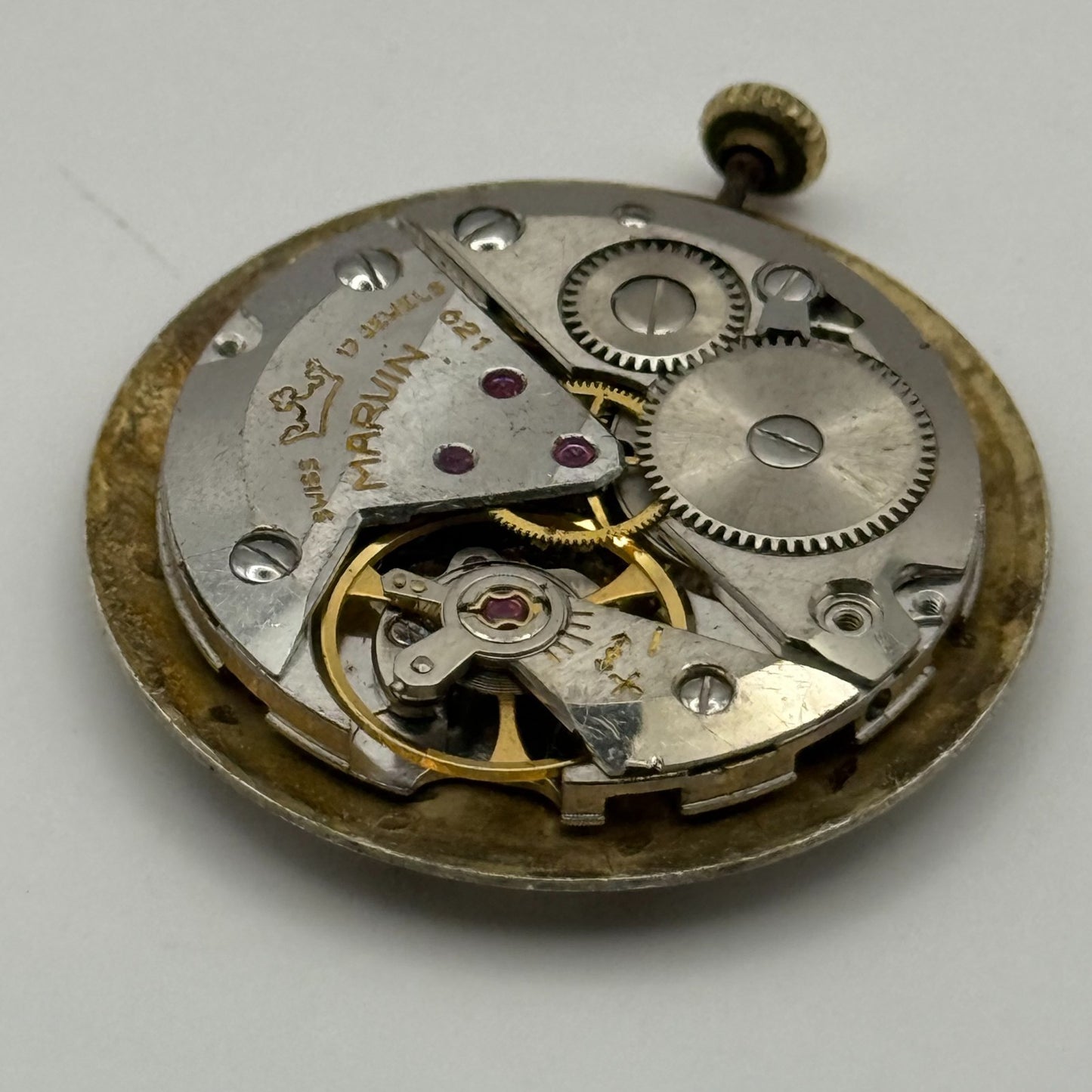 Marvin 621 Watch Movement Manual Wind Vintage Swiss 17 Jewels Parts 25.9mm