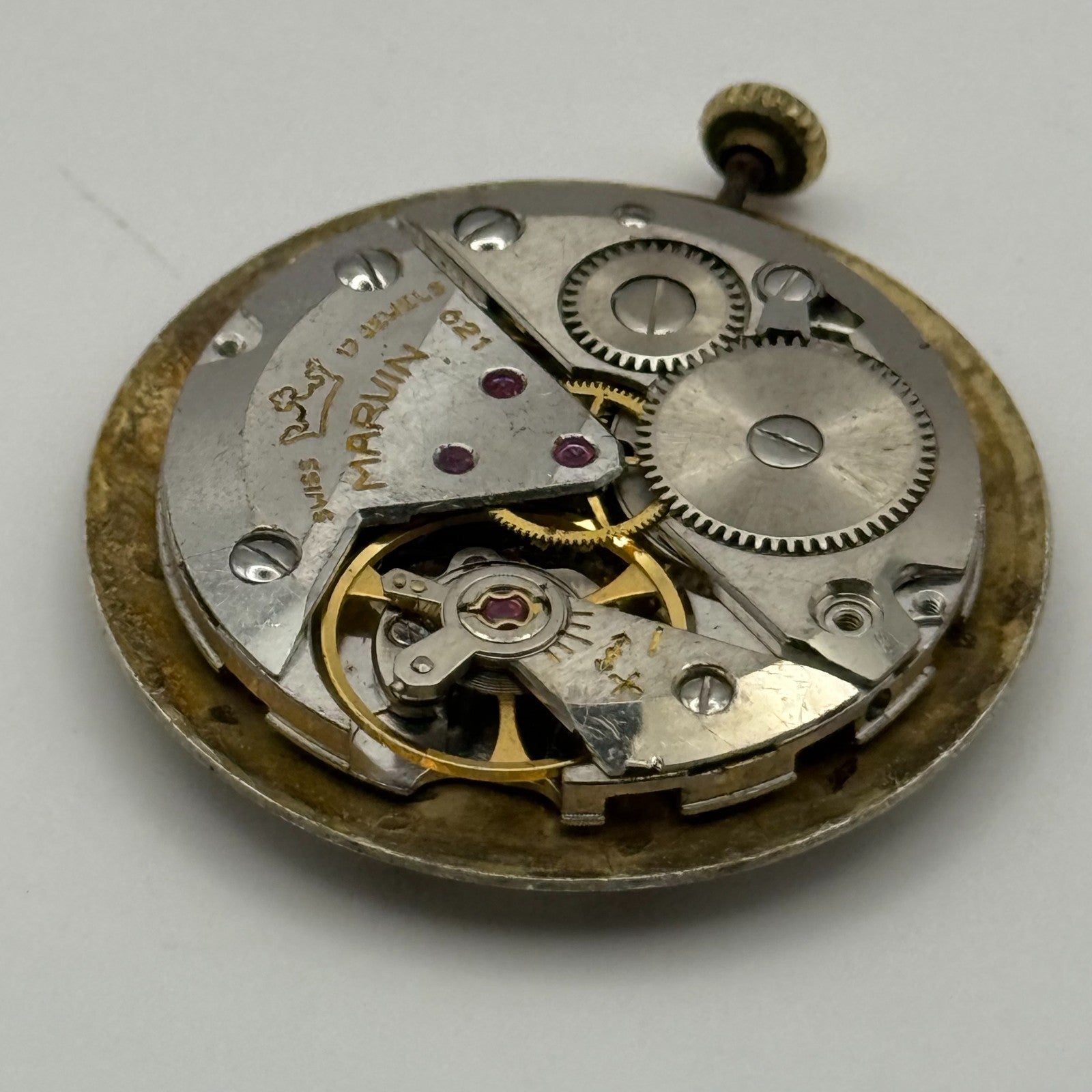 Marvin 621 Watch Movement Manual Wind Vintage Swiss 17 Jewels Parts 25.9mm