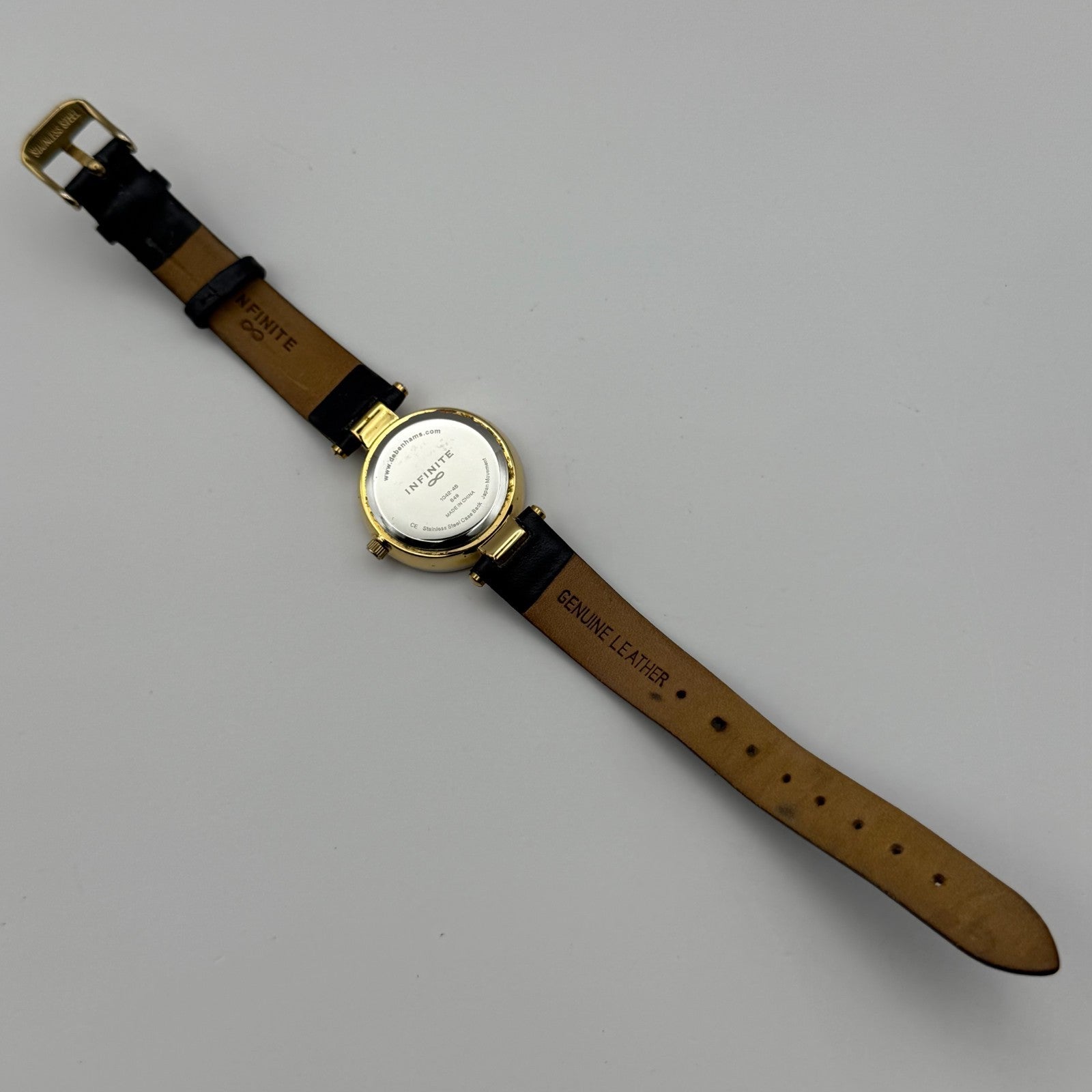 Infinite Ladies Quartz Watch Silver Dial Blue Leather Strap Japan Working 28mm