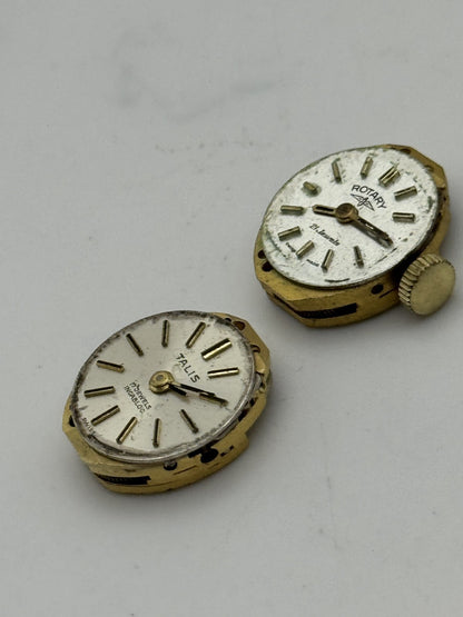 12.9mm Vintage Bundle AS 1977-2 Manual Wind Swiss Watch Movements x2 REPAIR