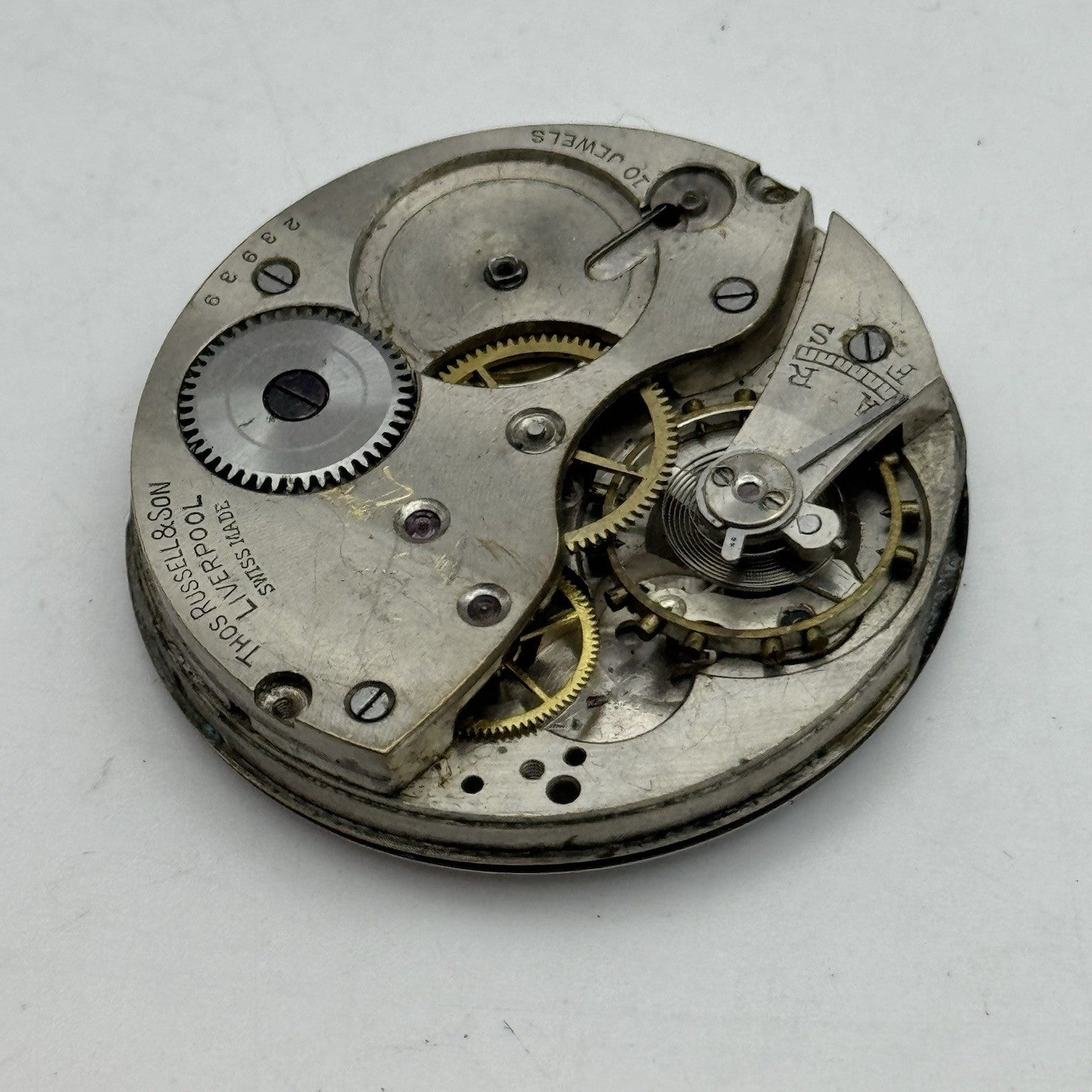 42.8mm Thomas Russell Liverpool Tempus Fugit Hunter Pocket Watch Movement PARTS