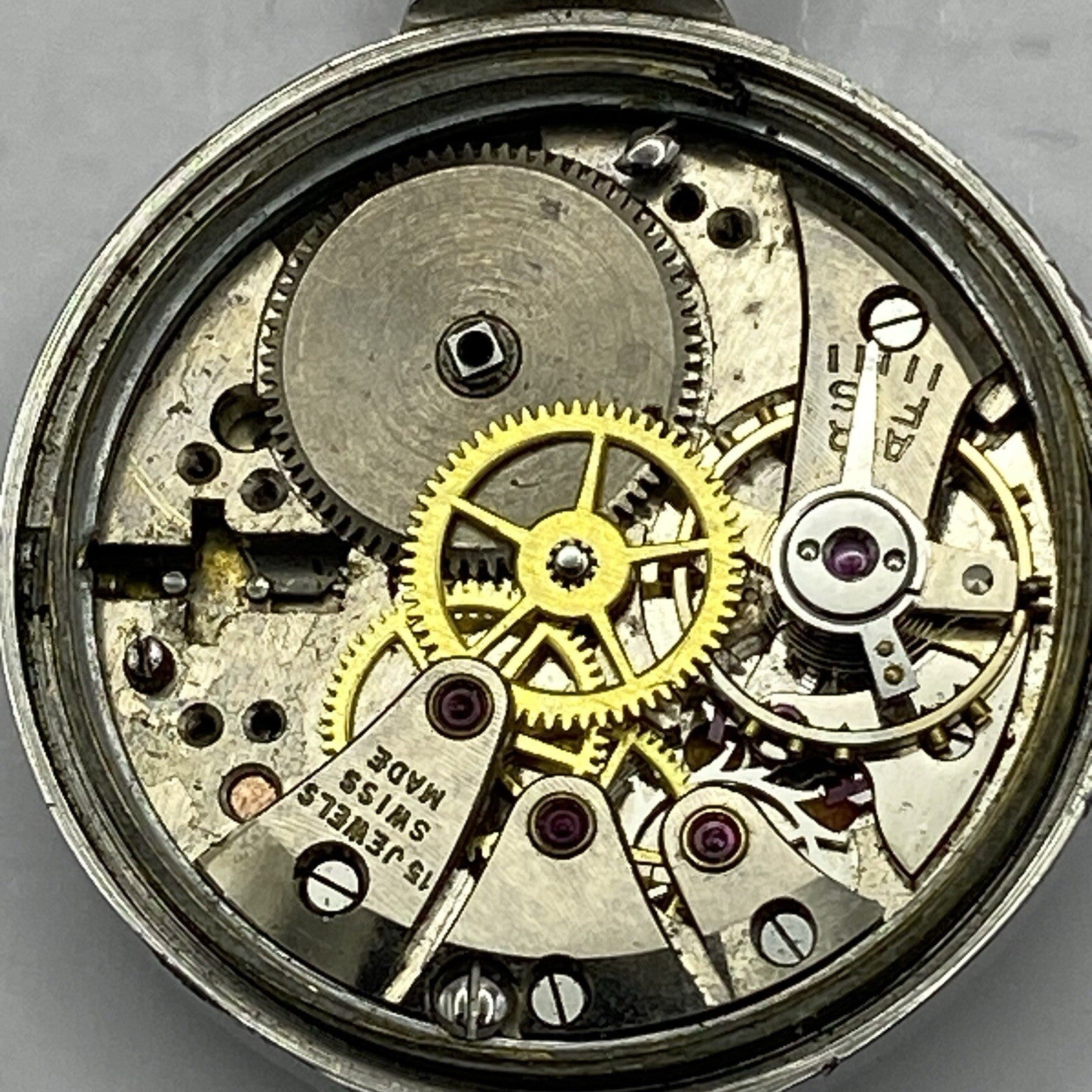 22mm Buren Sub Seconds Netonia Rodium Plated Strap Watch FOR PARTS
