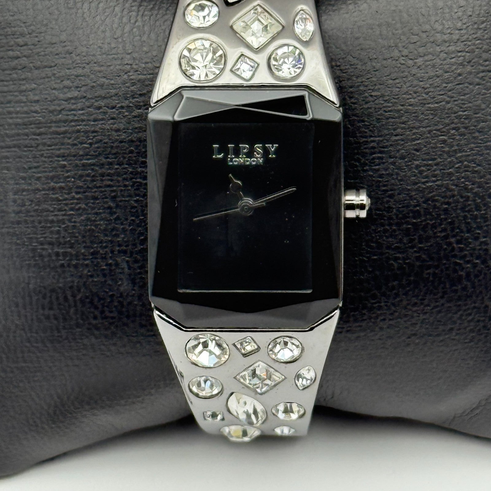 Lipsy London Ladies Quartz Watch Rectangular Black Dial Bracelet Working 22mm