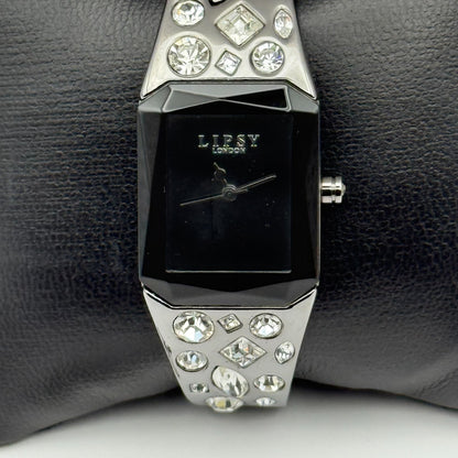 Lipsy London Ladies Quartz Watch Rectangular Black Dial Bracelet Working 22mm