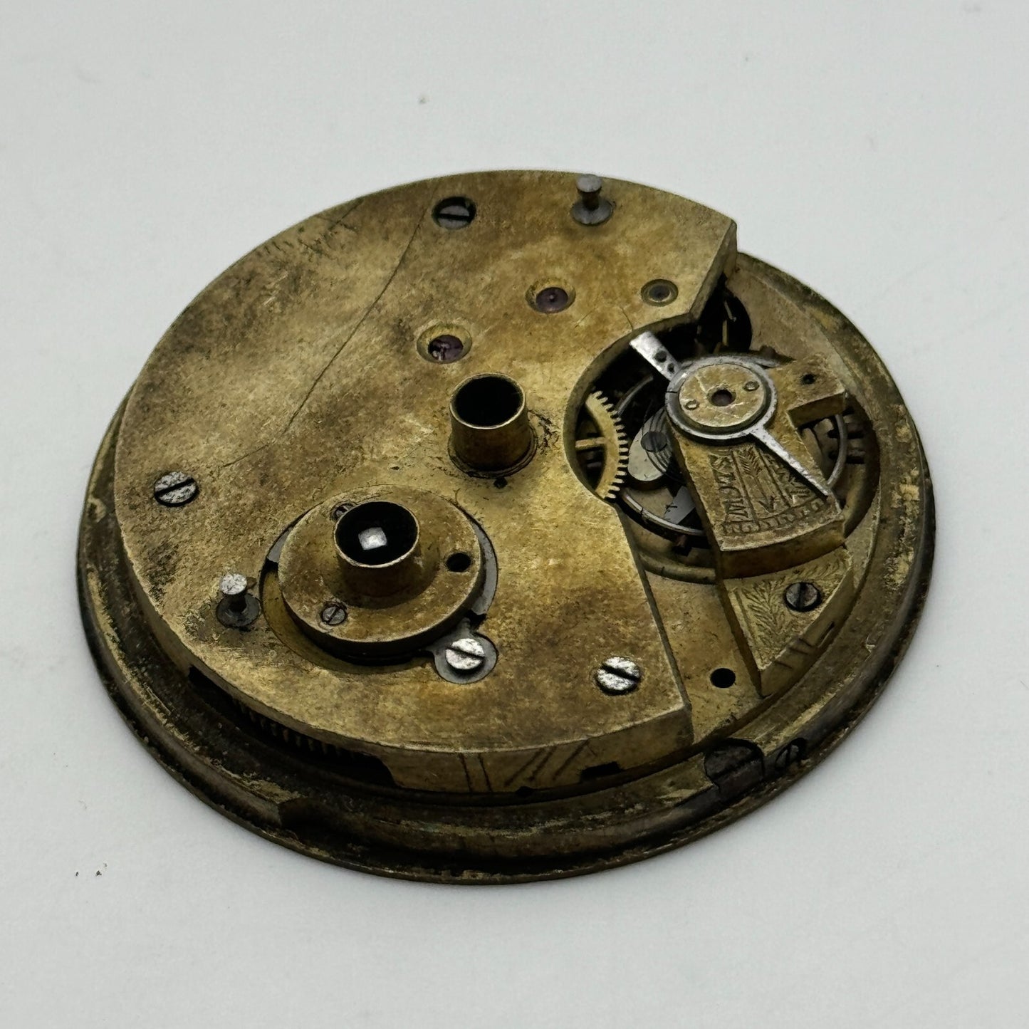 46.8mm Antique Unidentified Key Wound Pocket Watch Movement PARTS REPAIR SPARES