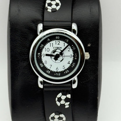 Citron Kids Quartz Watch Soccer Ball Print Strap Sporty Working 27mm New Battery
