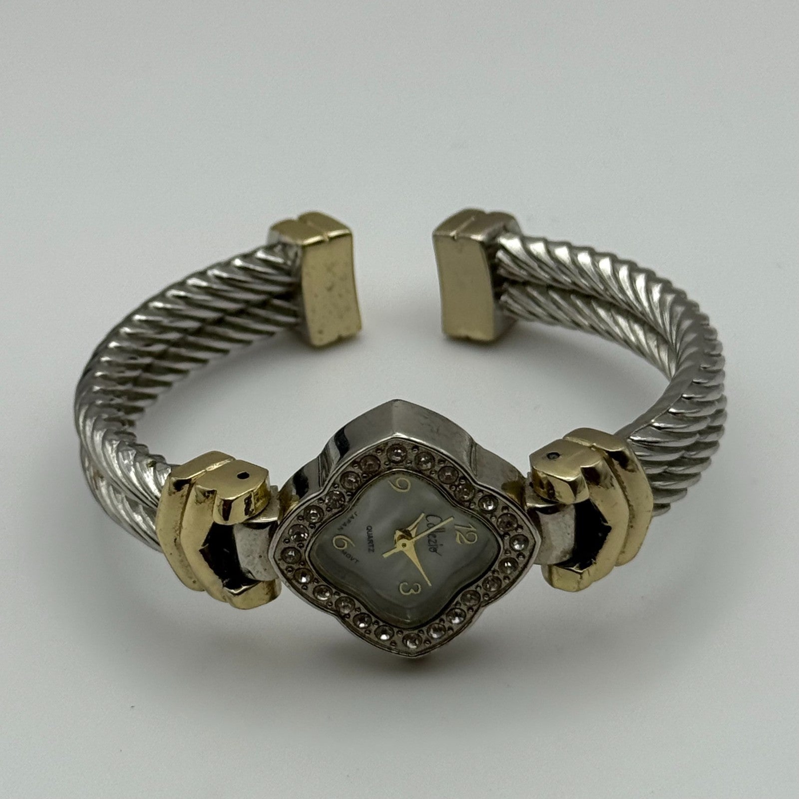 25mm Working Ladies Collezie Jewelled Two Tone Bangle Quartz Watch 5.5 Inches