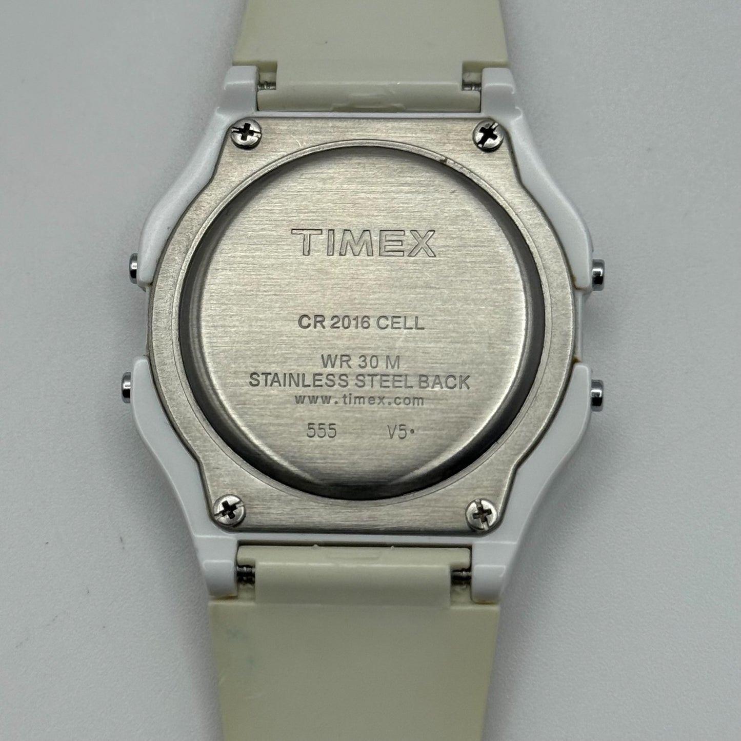 Timex Indiglo Digital Quartz Watch Piano Strap White Black Strap Working 34mm