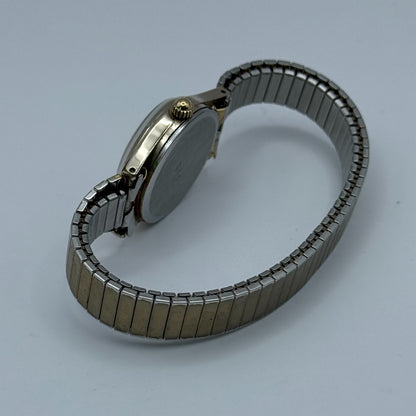 Sekonda USSR Ladies Quartz Watch White Dial Gold Tone Stretch Band Working 22mm