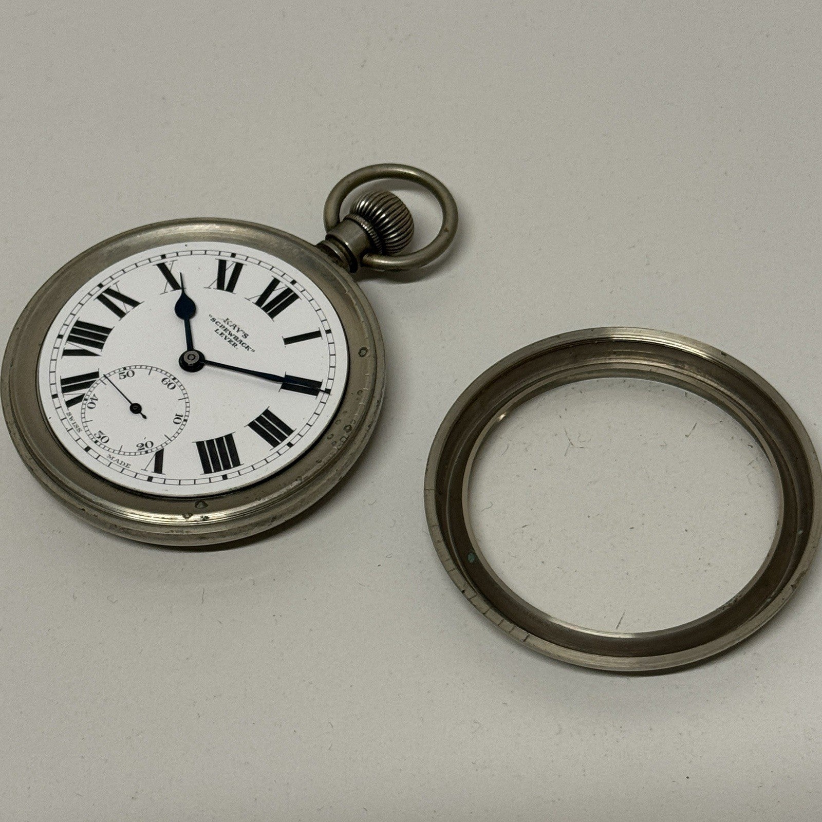 54mm Antique Kay’s Screwback Lever Open Face Quality Pocket Watch TO RESTORE