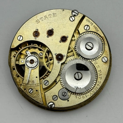 43mm Antique State US PAT.24MAY-1904 Swiss Hunter Pocket Watch Movement PARTS