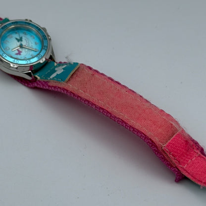 Kids Quartz Watch Blue Butterfly Design Hook & Loop Strap Working 33mm