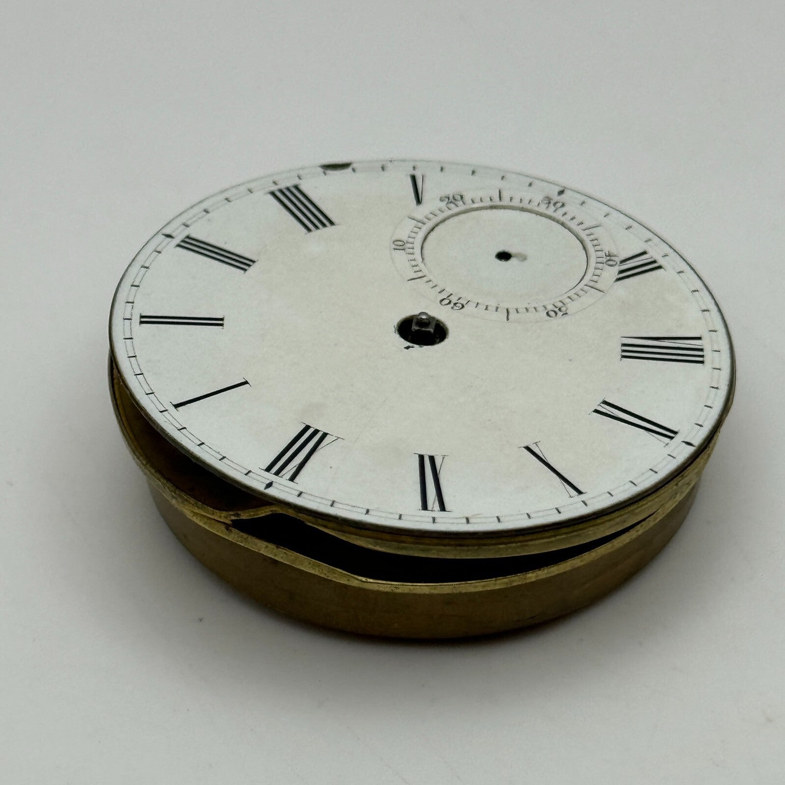 44.3mm Antique Unidentified Fusee Balance Intact Pocket Watch Movement PARTS