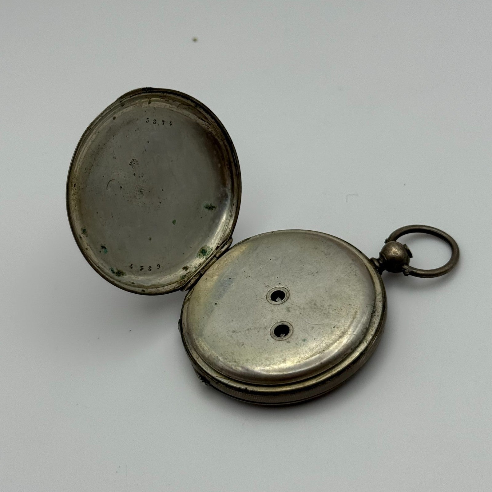 42mm Antique Argent Silver Cylinder Escapement Pocket Watch PARTS REPAIR