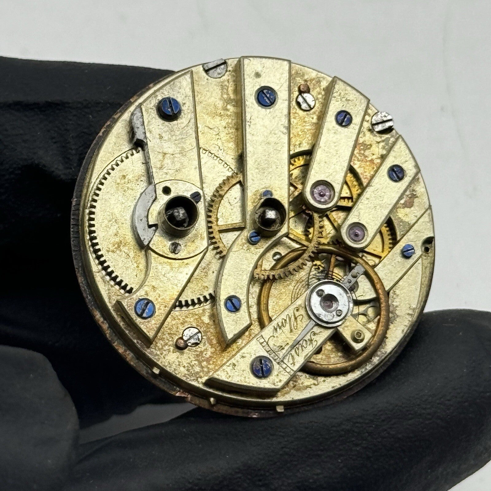 34.9mm Quality White Porcelain Dial Cylinder Watch Movement FOR PARTS