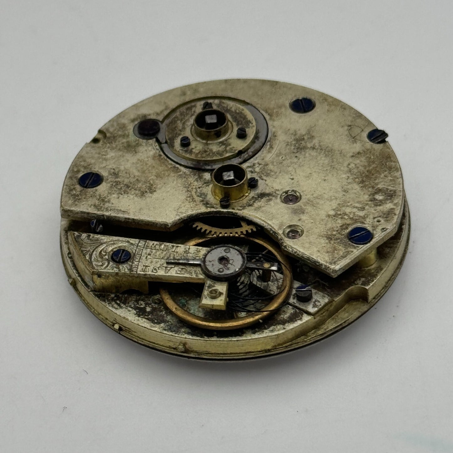 38.6mm Antique Key Wound Pocket Watch Movement Dial PARTS REPAIR SPARES