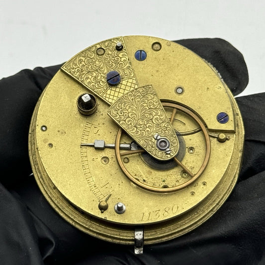 48.1mm Unidentified Fusee Chain Antique Pocket Watch Movement Parts Repair