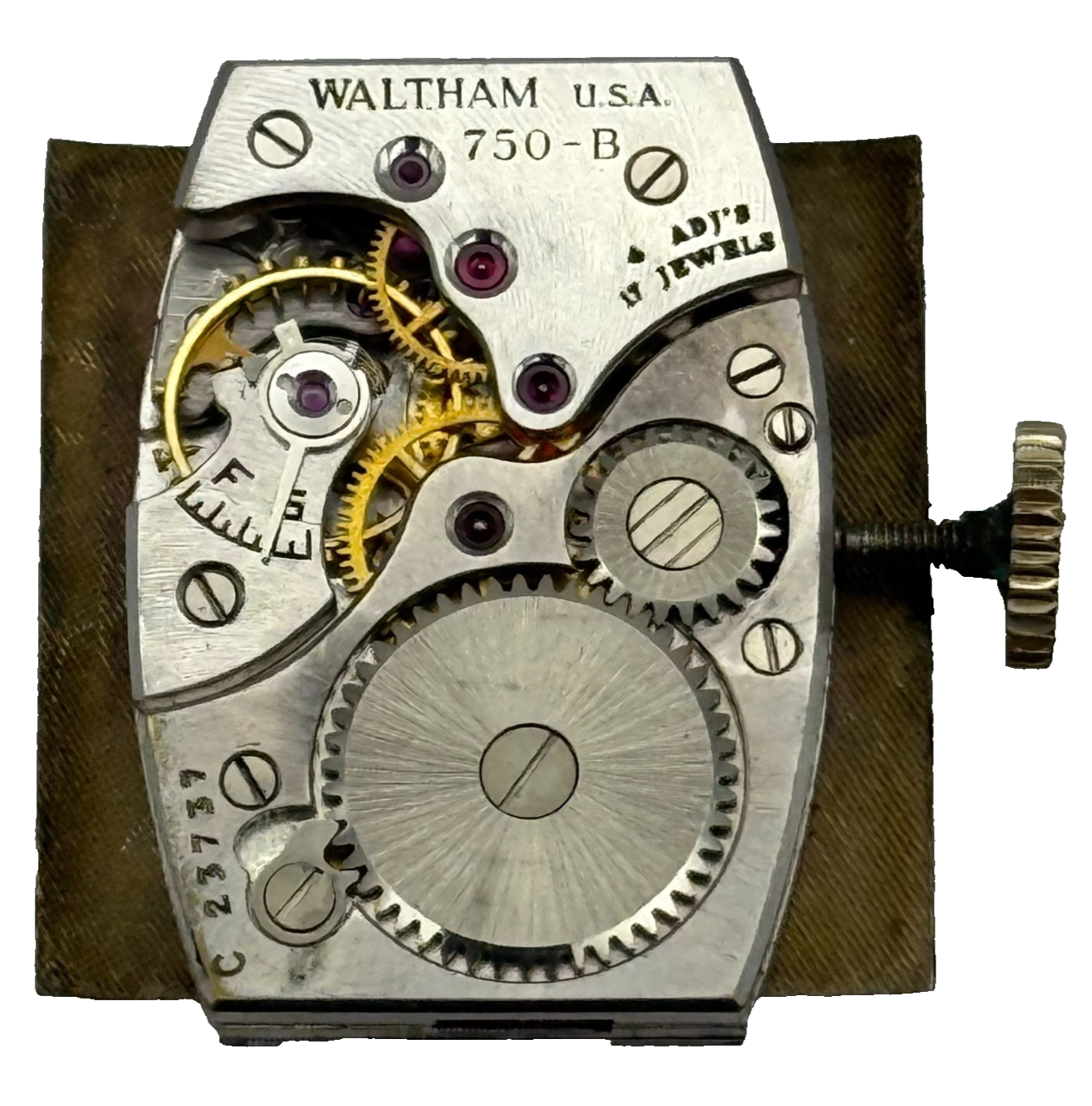 Waltham 750-B American Tank Rectangle Sub Seconds Watch Movement Parts Repair