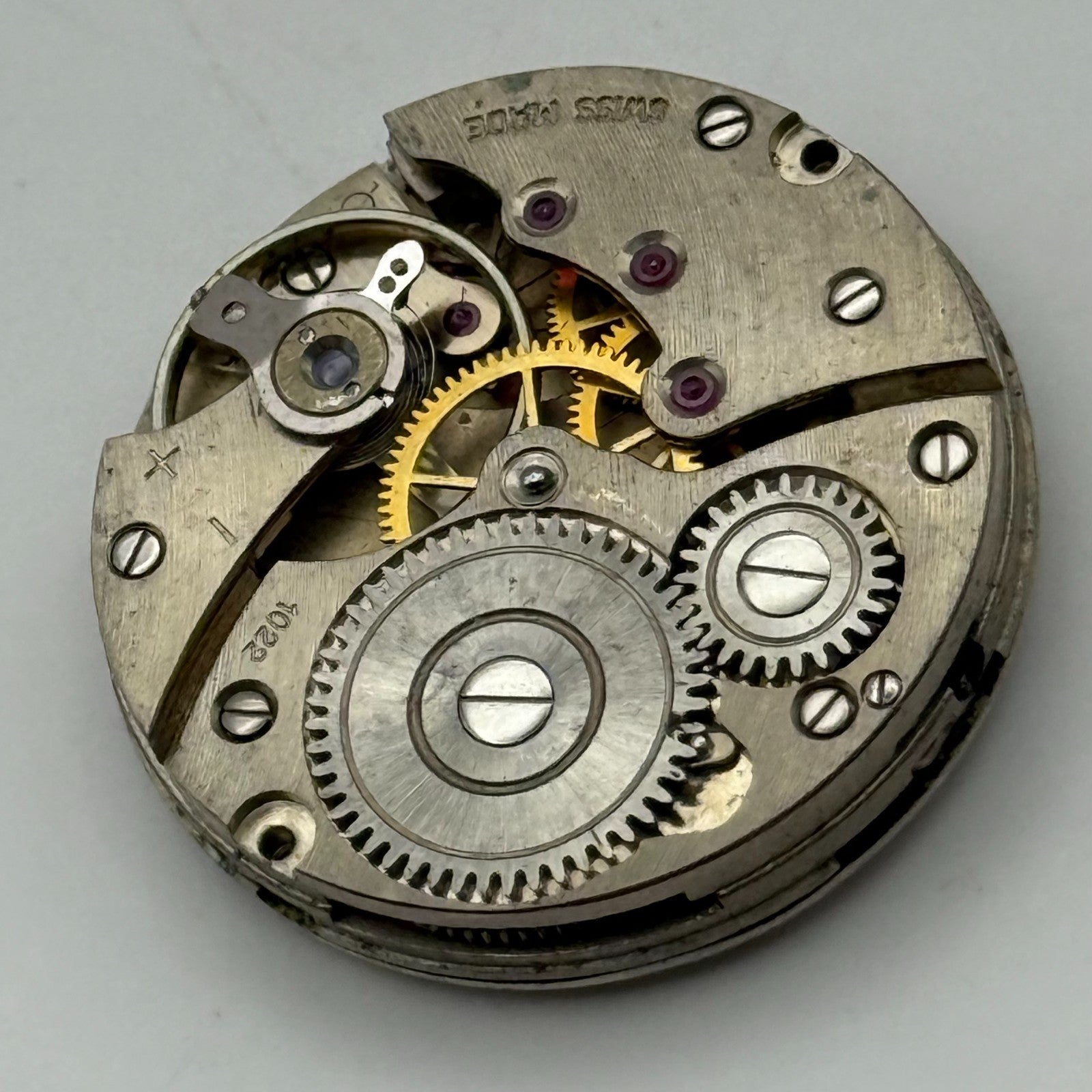Lanco 1022 Watch Movement Manual Wind Vintage Swiss 15 Jewels Parts 23.5mm