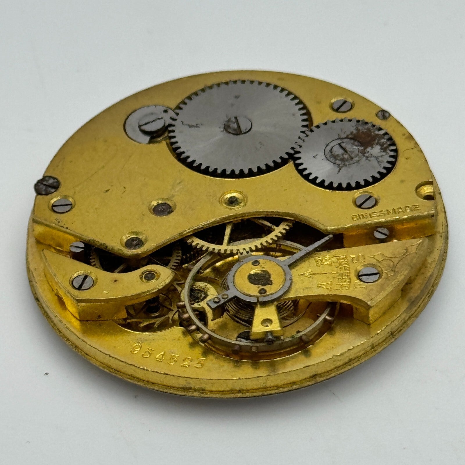 42.7mm Unidentified Swiss Sub Seconds Open Face Pocket Watch Movement PARTS