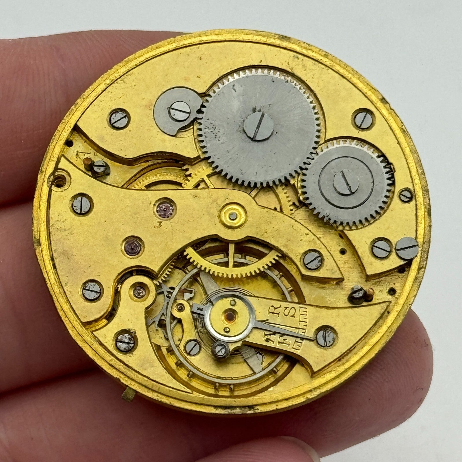 42.9mm Unidentified Open Face Sub Seconds Swiss Pocket Watch Movement PARTS