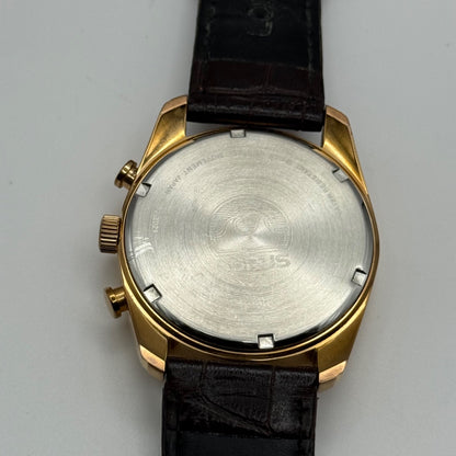 Lorus Chronograph Mens Watch 100M Quartz VD53-X024 Leather Strap 43mm Japan