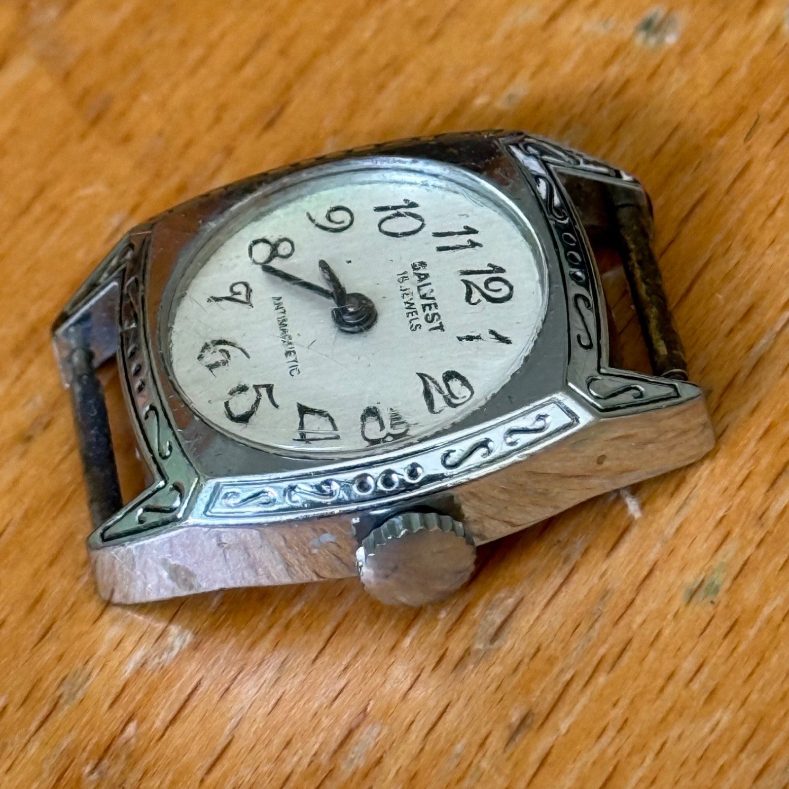 20mm Vintage Salvest 15J Cattin C64 .C Art Deco Case Manual Wind Watch PARTS