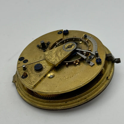 44.6mm Antique J G Graves English Express Lever Pocket Watch Movement PARTS