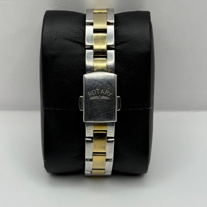 Rotary Ladies Watch Two Tone Mother Of Pearl Date Dial 27mm Working LB03499/401