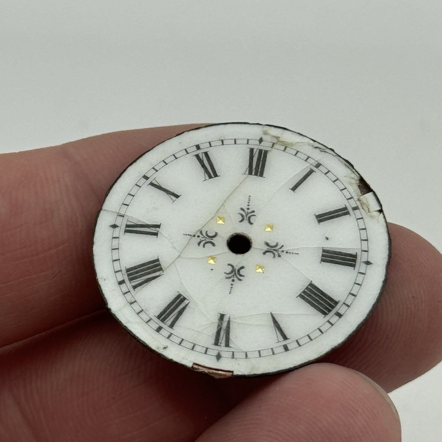 29.3mm Antique Beautiful Porcelain Patterned Pocket Watch Dial Spares Parts