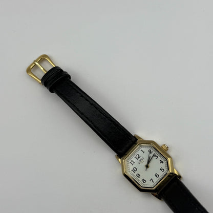 Limit 1912 Ladies Quartz Watch White Dial Black Leather Strap Working 22mm