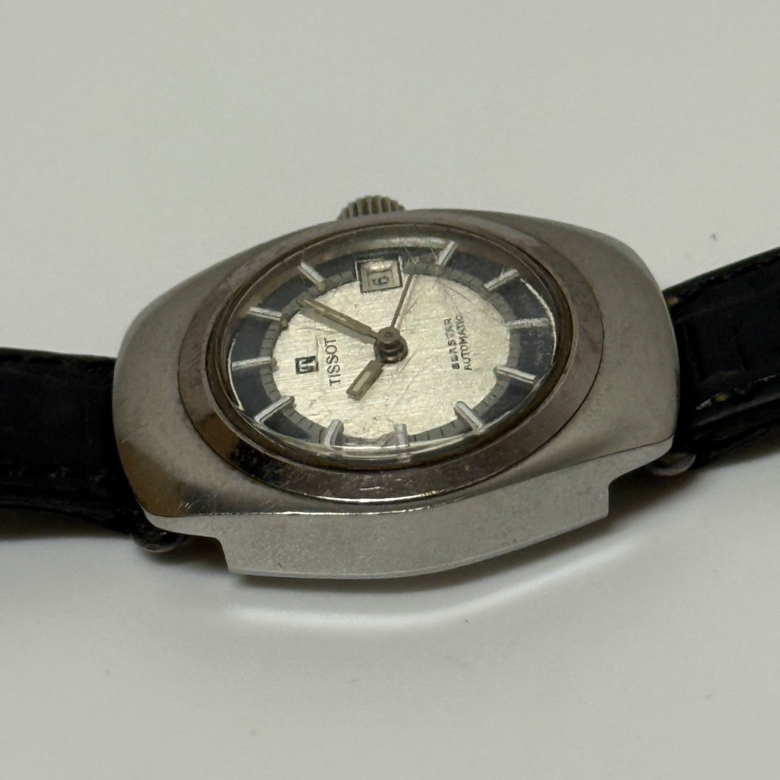 25mm Vintage Tissot Seastar Date Dial Ladies Swiss Stainless Watch PARTS REPAIR