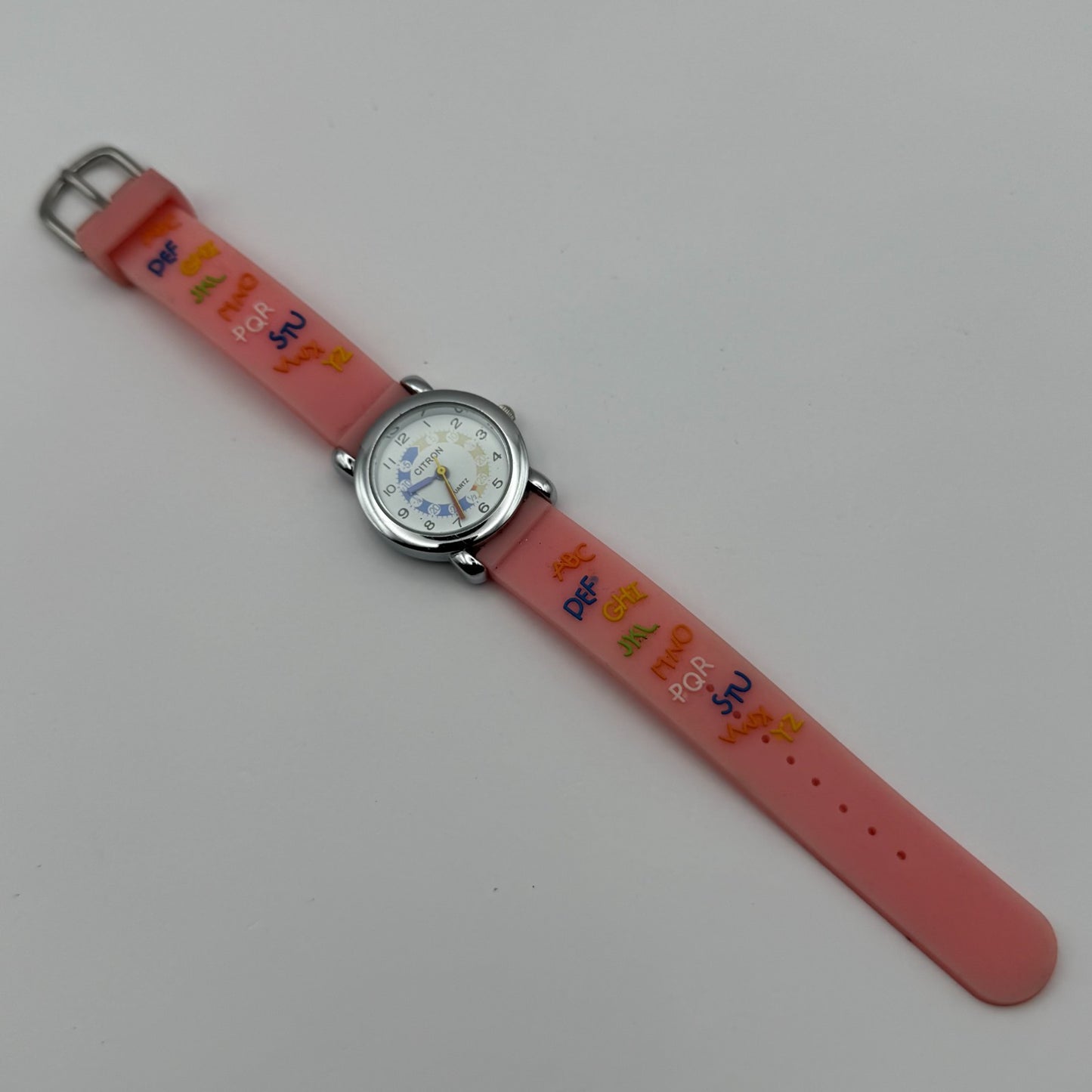 Citron Kids Quartz Watch ABC Alphabet Design Pink Strap Working 27mm New Battery