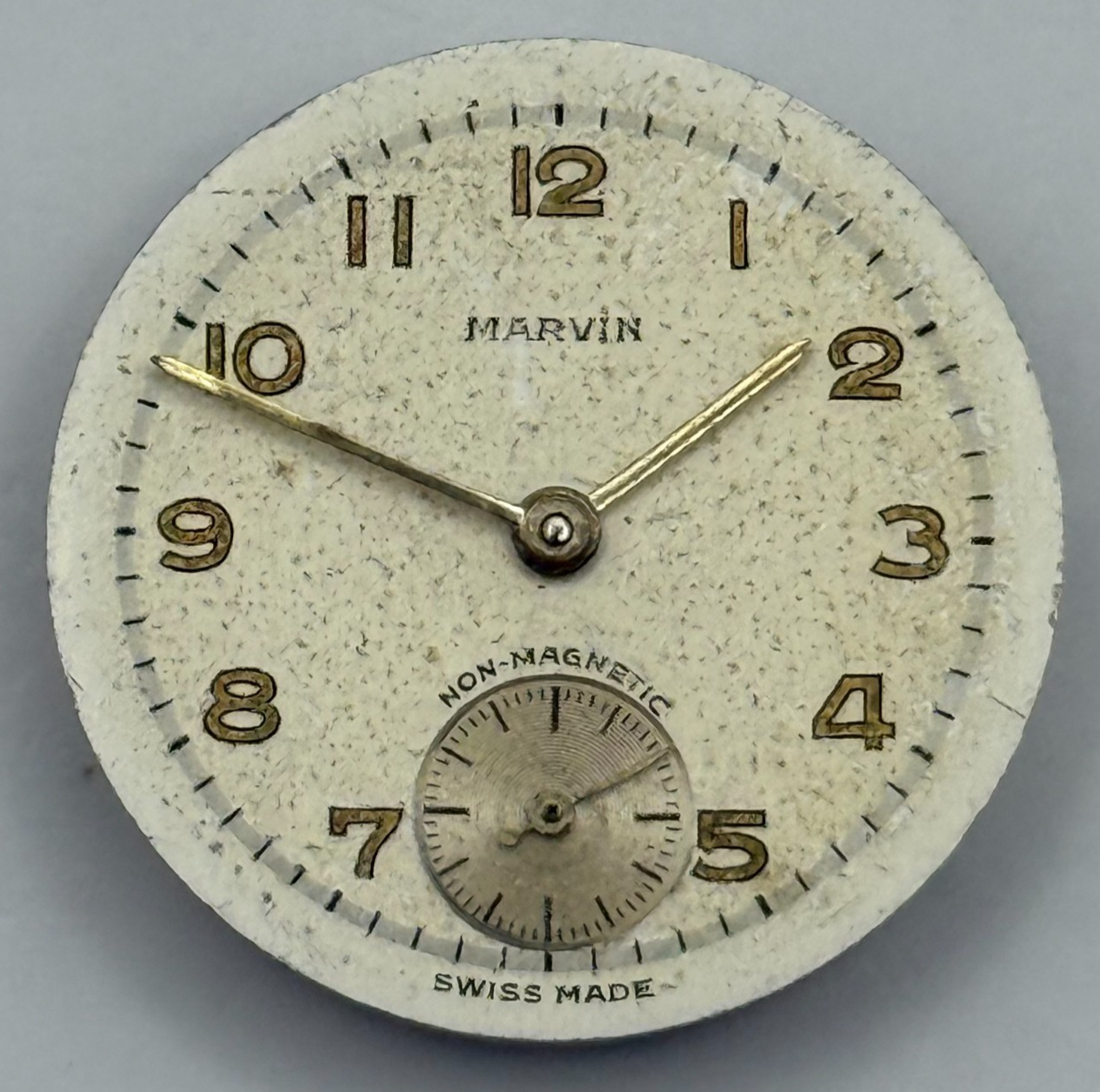 Marvin 17 Jewels Non Magnetic Watch Movement Manual Wind Vintage Parts 23.2mm