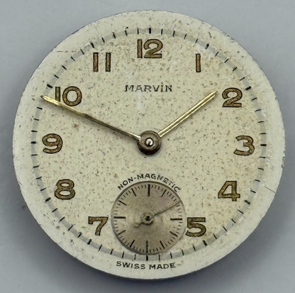 Marvin 17 Jewels Non Magnetic Watch Movement Manual Wind Vintage Parts 23.2mm