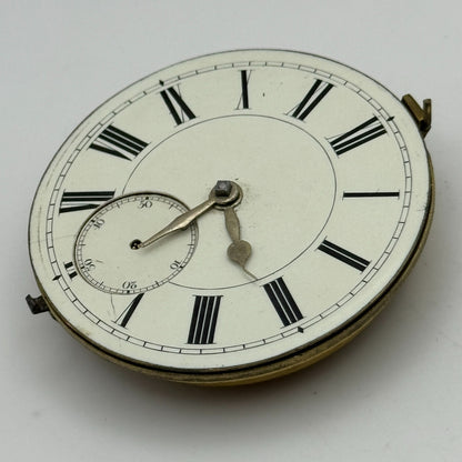 Antique 50mm Good Quality English Pocket Watch Movement Unidentified PARTS SPARE