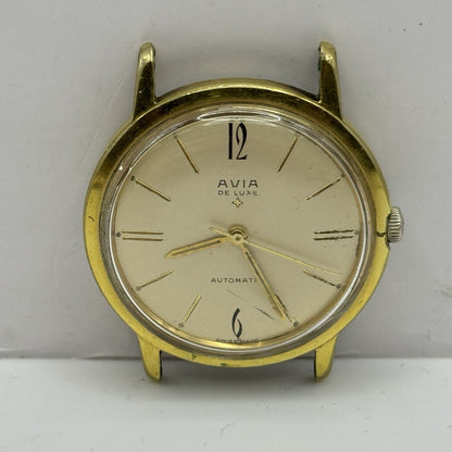 34mm Running Men’s Avia De Luxe Automatic Swiss Vintage Watch TO RESTORE / PARTS