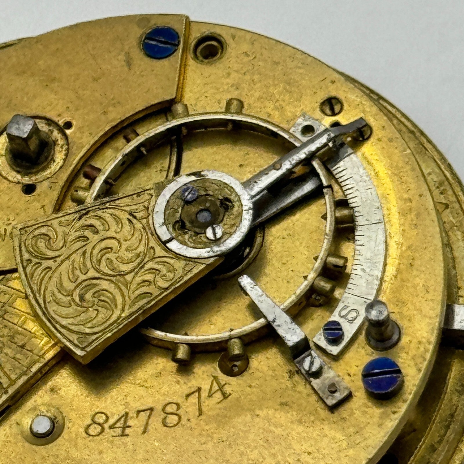 44.6mm Antique John Wilson Ossett Key Wound Pocket Watch Movement PARTS REPAIR