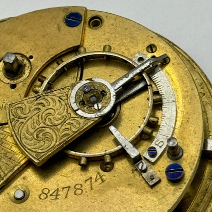44.6mm Antique John Wilson Ossett Key Wound Pocket Watch Movement PARTS REPAIR