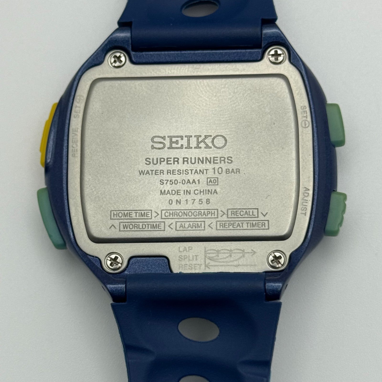 Seiko Super Runners Men's Blue Sports Radio Solar Quartz Watch 47mm PARTS REPAIR