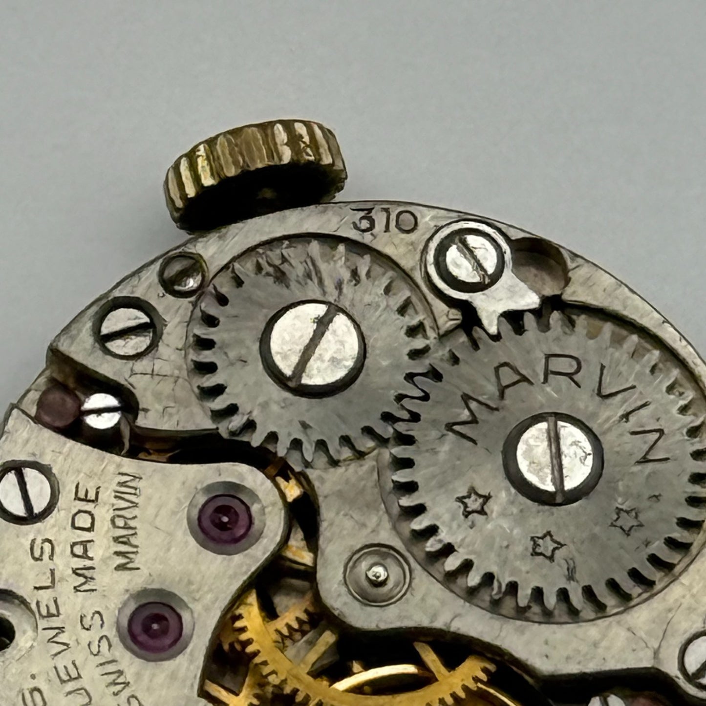 Marvin 310 Watch Movement Manual Wind Vintage Swiss 15 Jewels Parts 19.6mm