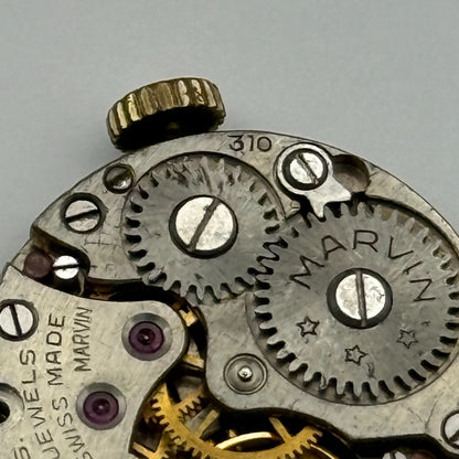 Marvin 310 Watch Movement Manual Wind Vintage Swiss 15 Jewels Parts 19.6mm