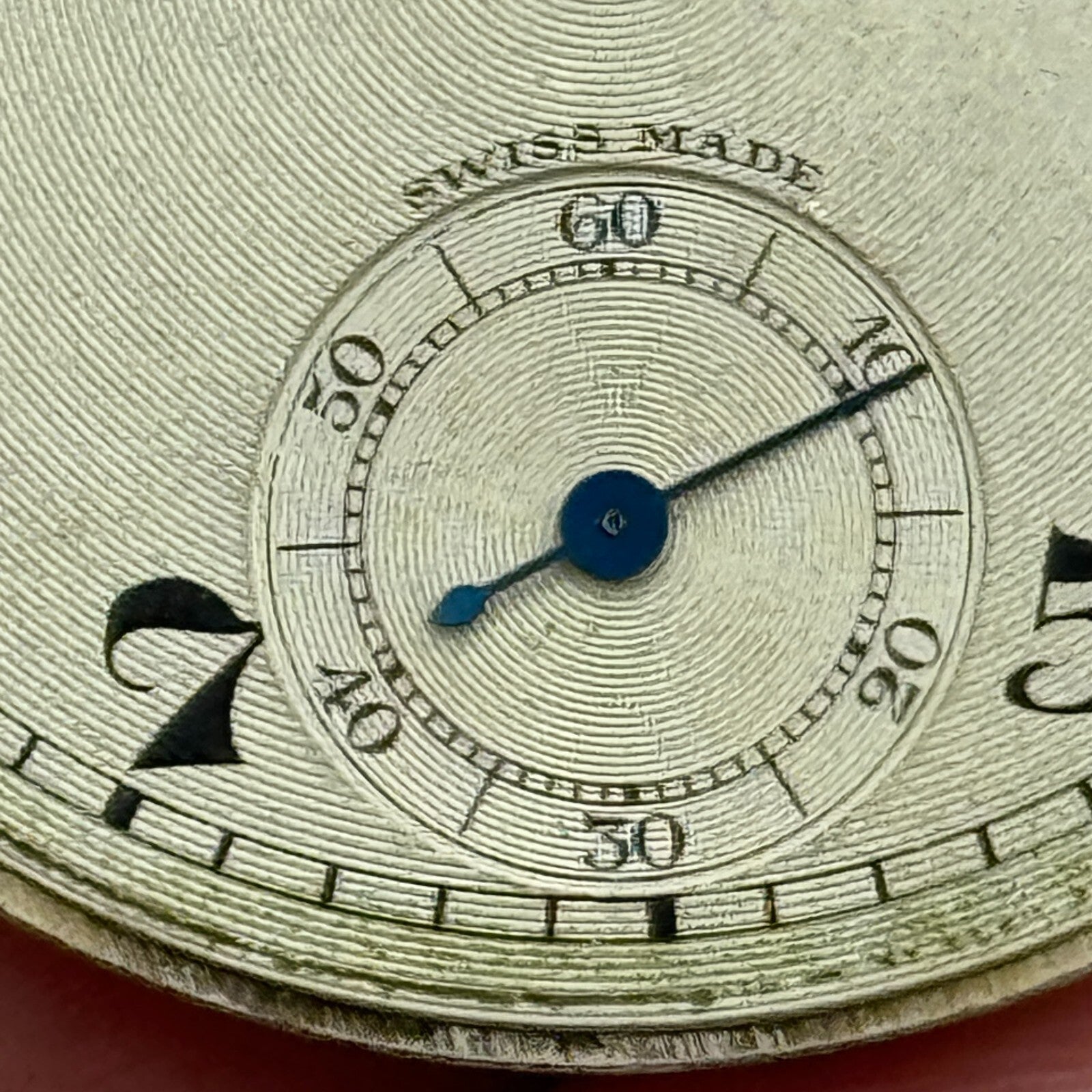 41.5mm Antique Grosvenor Open Face Sub Seconds Swiss Pocket Watch Movement PARTS