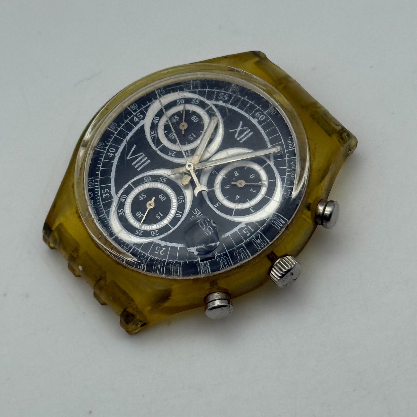 37.4mm Vintage 1996 Swatch Shiny Start SCK407 Chronograph Watch UNTESTED PARTS