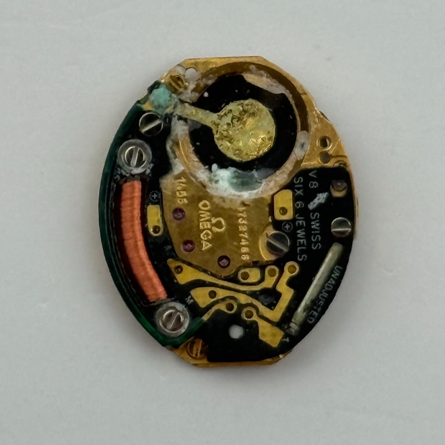 Omega 1455 Quartz Watch Movement Incomplete Swiss Ladies Vintage Parts Repair