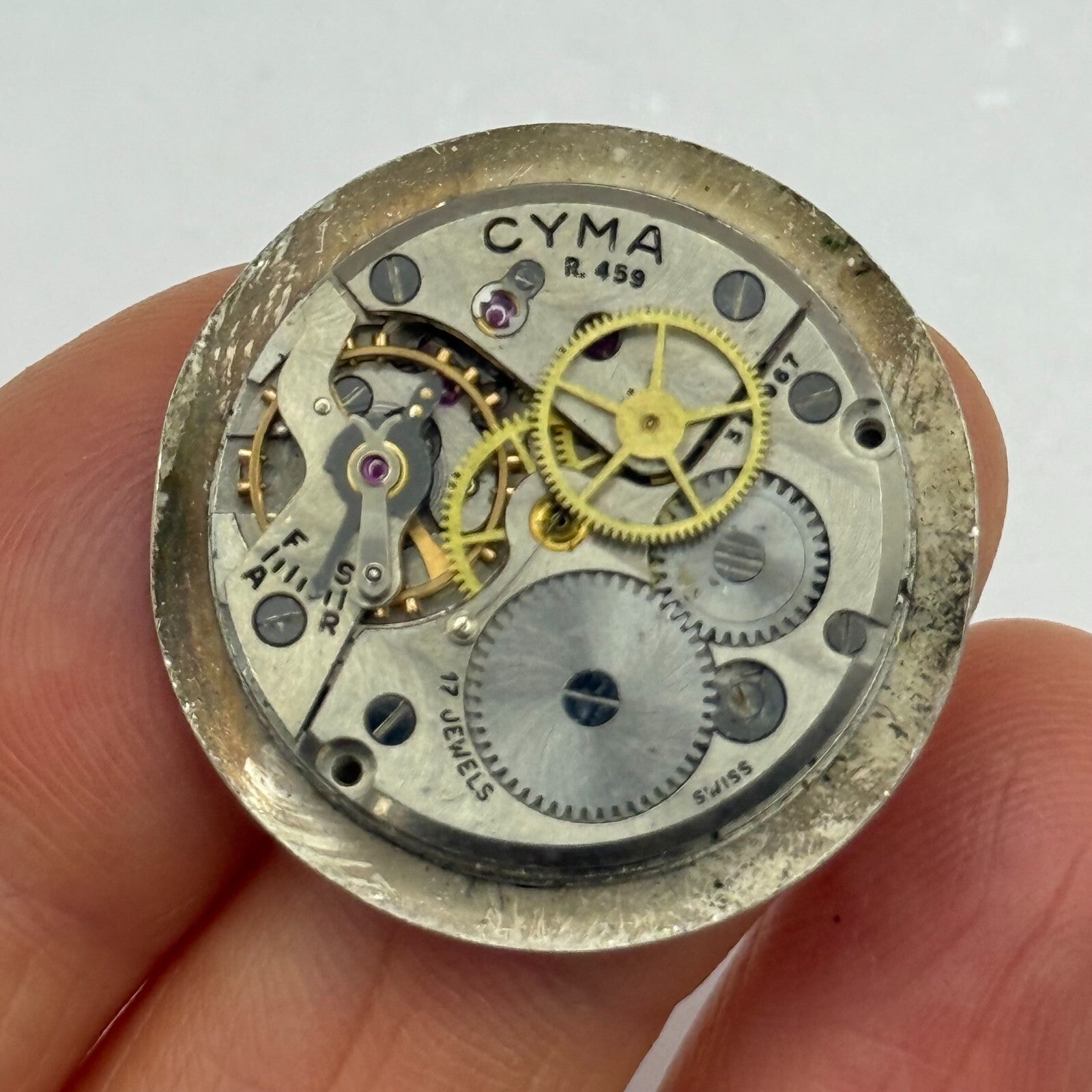 23.6mm Vintage Cyma R.459 J W Benson Manual Wind Watch Movement PARTS REPAIR