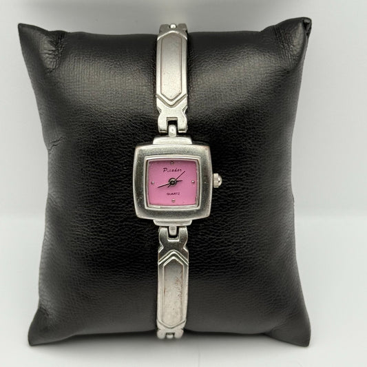 Picador London Ladies Quartz Watch Pink Dial Silver Tone Bracelet Working 19mm