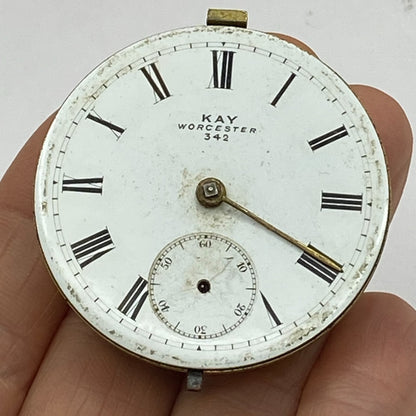 44.6mm Antique Kay Worcester Reversing Pinion Pocket Watch Movement PARTS