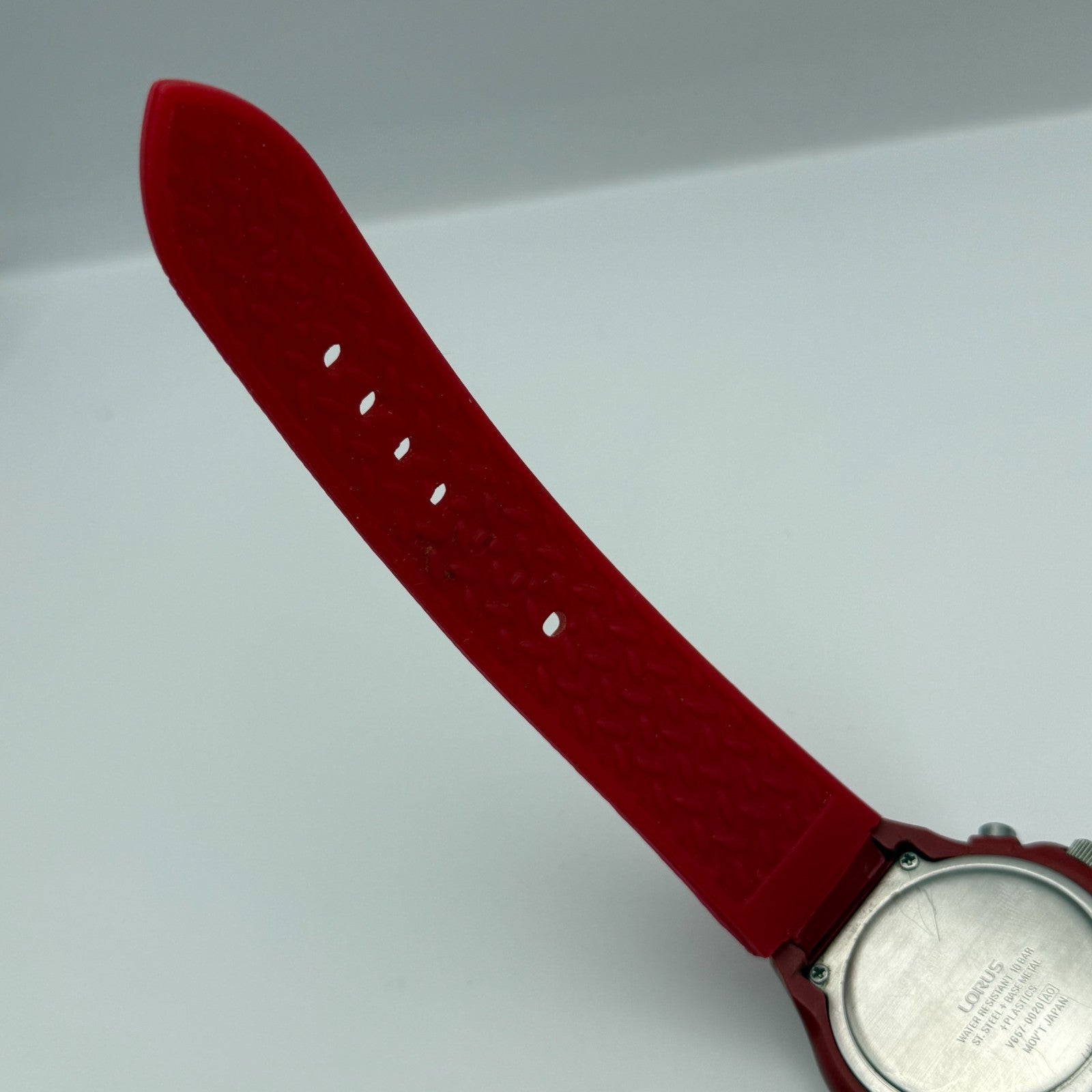 Lorus Men's Plastic Chronograph Quartz Watch v657-0020 Red 39mm Runs To Repair